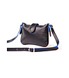 Малка дамска кожена чанта в черно и синьо Hestia-3 снимка
