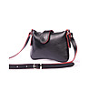 Малка дамска кожена чанта в черно и червено Hestia-1 снимка