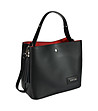 Черна дамска кожена чанта Cloris-3 снимка