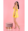 Жълта къса лятна рокля с гол гръб Cooreo-3 снимка