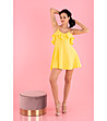 Жълта къса лятна рокля с гол гръб Cooreo-4 снимка