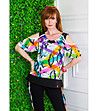 Дамски комплект от блуза и панталон с многоцветен принт-2 снимка