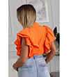 Оранжева дамска риза с ефектни ръкави Dili-1 снимка