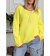 Дамски плетен пуловер в жълто Sefora-0 снимка