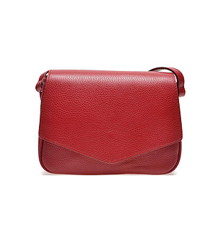 Червена кожена дамска чанта Della снимка