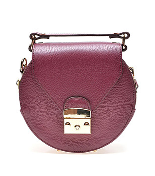Дамска кожена чанта в нюанс на цвят бордо Zosia снимка