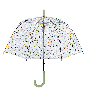 Прозрачен чадър с принт цветя Bees снимка