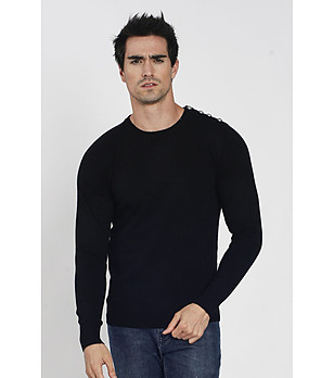 Черен мъжки пуловер с кашмир и коприна Emo снимка