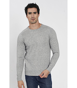 Сив мъжки пуловер с кашмир и коприна Hedeon снимка