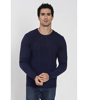 Мъжки пуловер в тъмносиньо с кашмир Zanter снимка