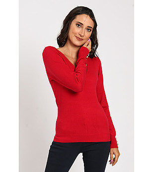 Дамска червена блуза с кашмир и коприна Karra снимка