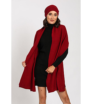 Дамски комплект от шал и шапка в червено Carian снимка