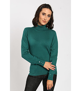 Зелен дамски пуловер от естествени материи Tiliana снимка