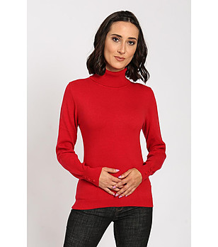 Червен дамски пуловер с кашмир и коприна Tiliana снимка