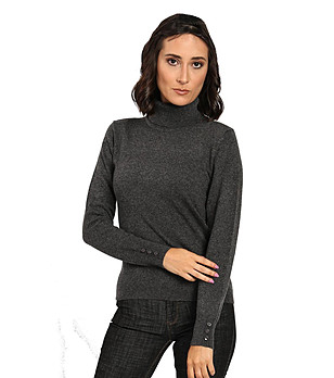 Дамски тъмносив пуловер от естествени материи Tiliana снимка