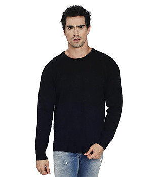 Топъл мъжки пуловер в черно Tito с кашмир снимка