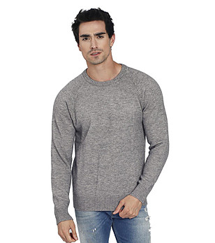 Топъл мъжки пуловер в сив меланж Tito с кашмир снимка
