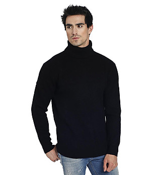 Черен мъжки пуловер с поло яка Andrew снимка