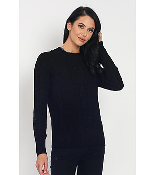 Дамски пуловер в черно с кашмир Alva снимка