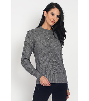 Дамски пуловер в сиво с кашмир Alva снимка