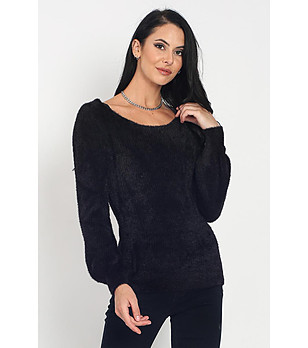 Черен дамски пуловер с кашмир Vivi снимка