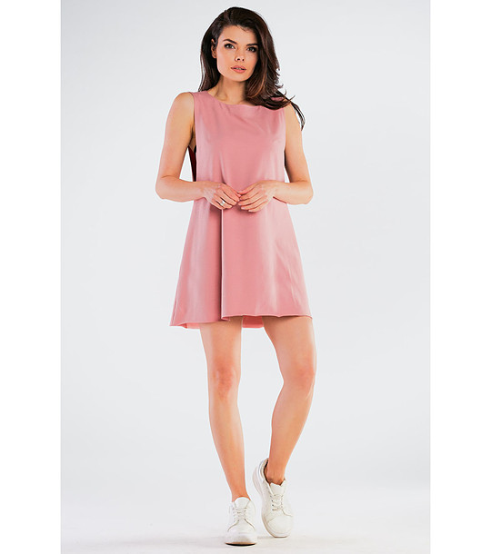 Къса памучна рокля в розово Della снимка