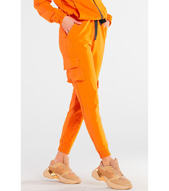 Оранжево дамско памучно спортно долнище Negra снимка