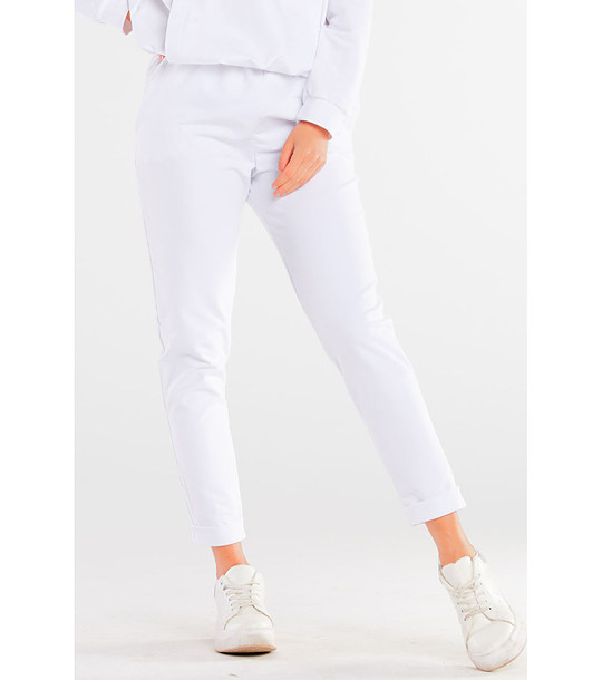 Бяло дамско памучно спортно долнище Julina снимка