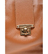 Дамска чанта от естествена кожа в цвят коняк Kerry-2 снимка