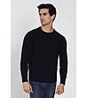 Черен мъжки пуловер с кашмир и коприна Hedeon-0 снимка