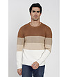 Мъжки пуловер в кафяво, бежово и бяло Boyno-0 снимка