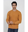 Мъжки пуловер в цвят охра с кашмир Zanter-0 снимка