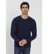 Мъжки пуловер в тъмносиньо с кашмир Zanter-0 снимка