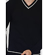 Черен мъжки пуловер с бели кантове Bisson-3 снимка