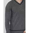 Сив мъжки пуловер с черни кантове Bisson-3 снимка