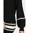 Черен дамски пуловер с контрастни кантове Lia-3 снимка