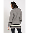 Сив дамски пуловер с контрастни кантове Lia-1 снимка