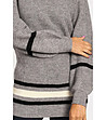 Сив дамски пуловер с контрастни кантове Lia-3 снимка