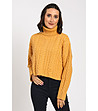 Къс дамски пуловер в цвят охра с кашмир Rinela-0 снимка