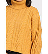 Къс дамски пуловер в цвят охра с кашмир Rinela-3 снимка