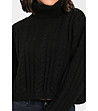 Къс дамски пуловер в черно с кашмир Rinela-3 снимка