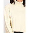 Къс дамски пуловер в цвят екрю с кашмир Rinela-3 снимка