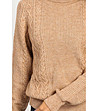 Дамски поло пуловер в цвят камел с кашмир Siela-3 снимка