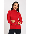Червена дамска поло блуза с кашмир и коприна Zina-0 снимка