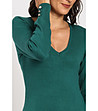 Дамска зелена блуза с кашмир и коприна Karra-3 снимка