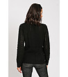 Черен дамски пуловер с ажурена плетка Alfina-1 снимка
