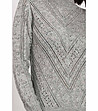 Сив дамски пуловер с ажурена плетка Alfina-3 снимка