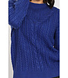 Син дамски топъл пуловер Gladis-3 снимка