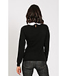 Дамски черен пуловер с бяла яка Klea-1 снимка