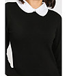 Дамски черен пуловер с бяла яка Klea-3 снимка